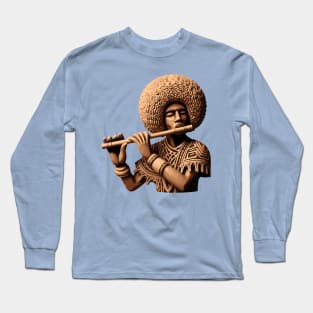 Afrocentric Man Wooden Carving Long Sleeve T-Shirt